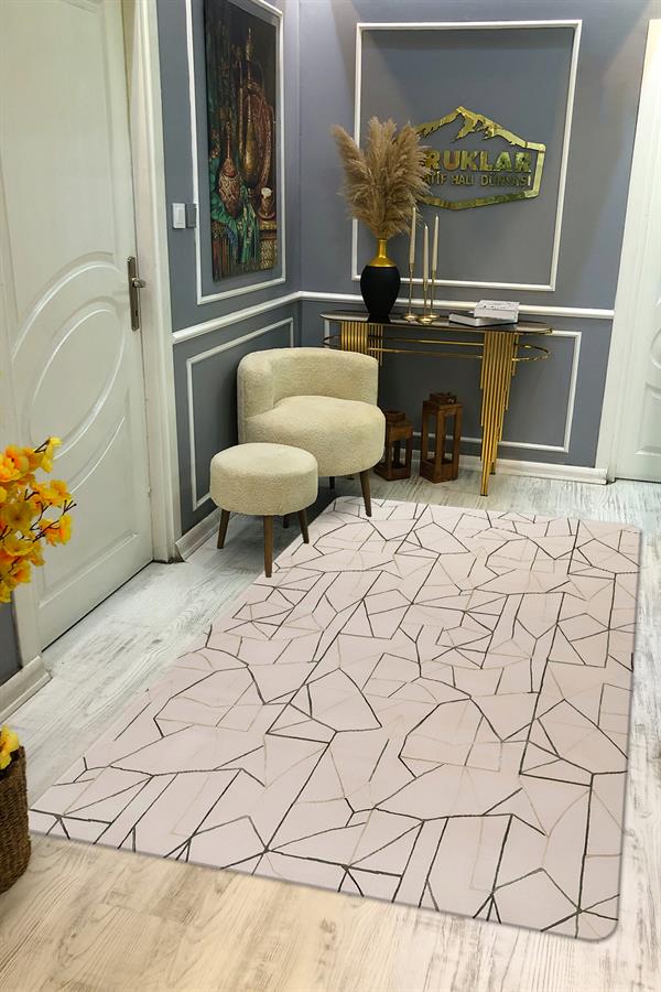 Kaymaz Taban Makinada Yıkanabilir Dijital Baskı Dekoratif Modern Desenli Rona Serisi Dot Taban Halı RN025