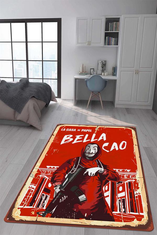 Kaymaz Taban Makinada Yıkanabilir Dijital Baskı Retro Desenli Çocuk Genç Odası Halısı Dot Taban Halı RTR07