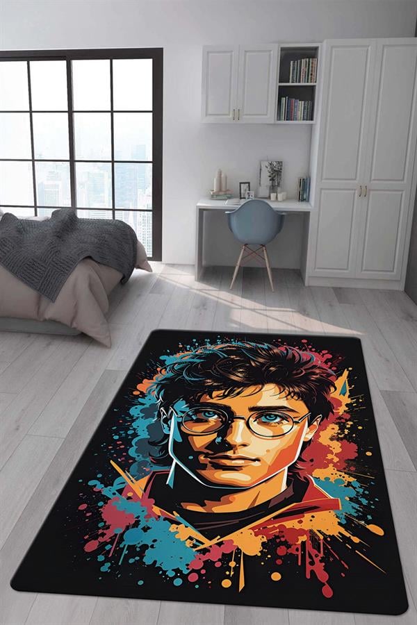 Kaymaz Taban Makinada Yıkanabilir Harry Potter Desenli Çocuk Halısı