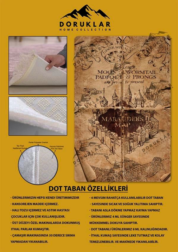 Kaymaz Taban Makinada Yıkanabilir Harry Potter Desenli Çocuk Halısı