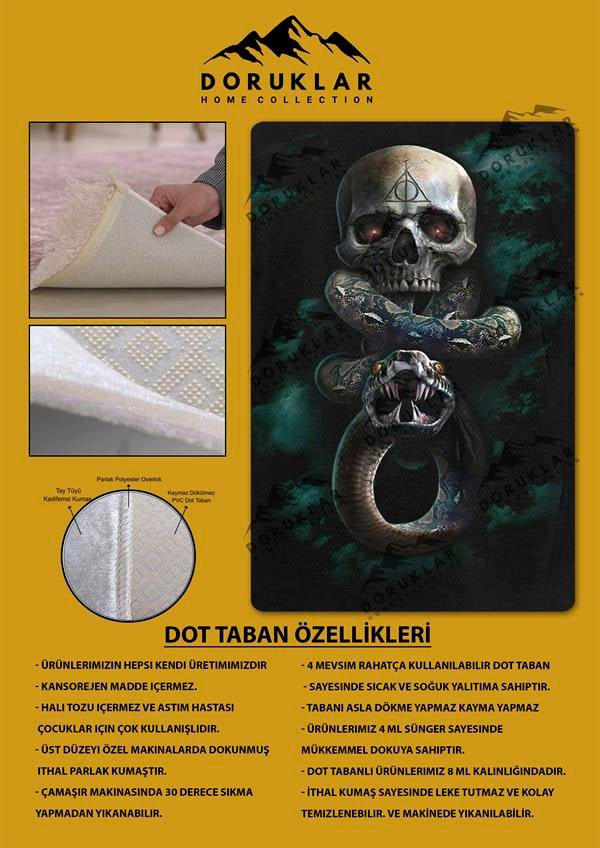 Kaymaz Taban Makinada Yıkanabilir Harry Potter Desenli Çocuk Halısı