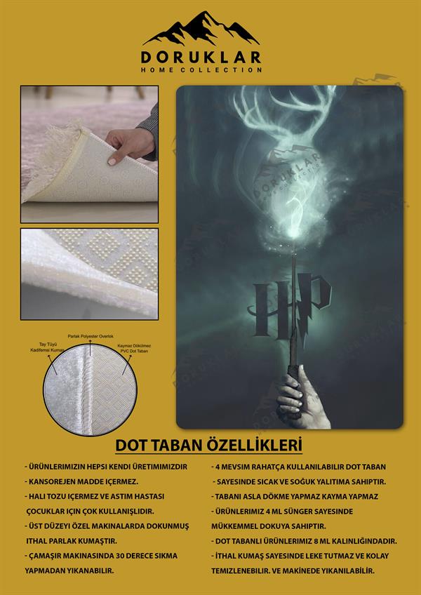 Kaymaz Taban Makinada Yıkanabilir Harry Potter Desenli Çocuk Halısı