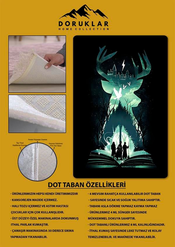 Kaymaz Taban Makinada Yıkanabilir Harry Potter Desenli Çocuk Halısı