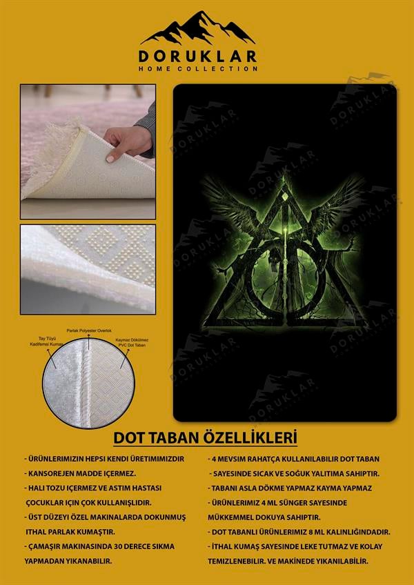 Kaymaz Taban Makinada Yıkanabilir Harry Potter Desenli Çocuk Halısı