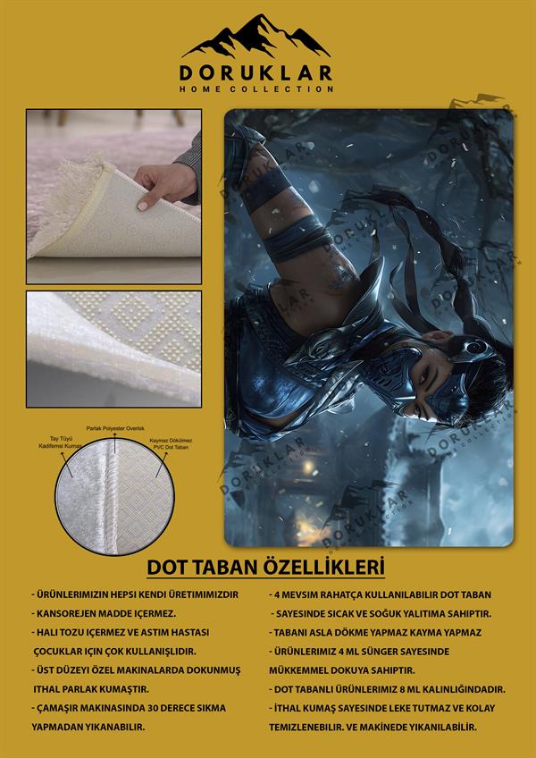 Kaymaz Taban Makinada Yıkanabilir Kitana Desenli Çocuk Halısı