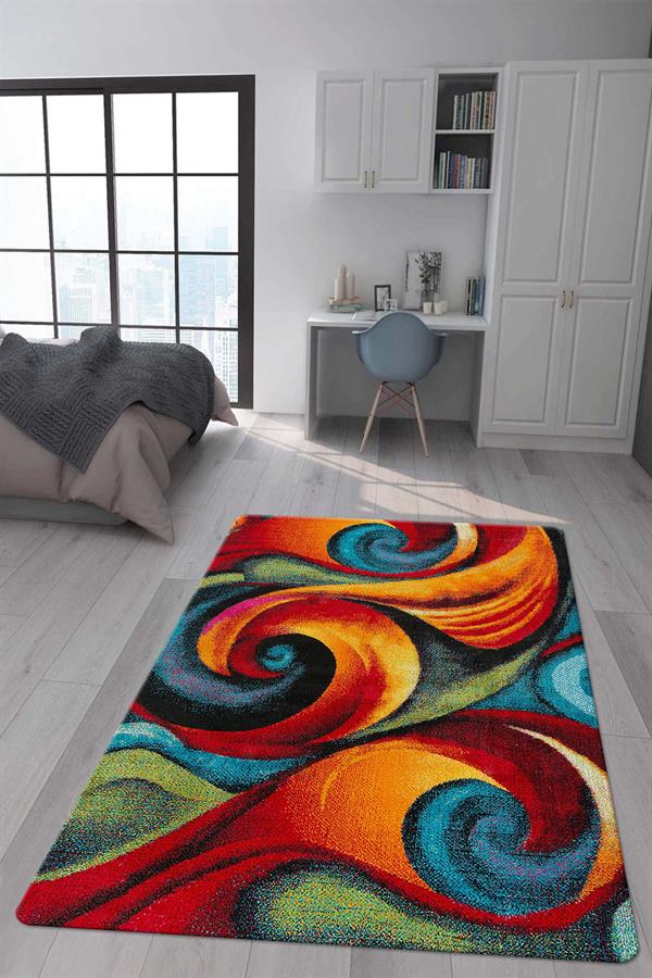 Kaymaz Taban Makinada Yıkanabilir Modern Desenli Çocuk Halısı