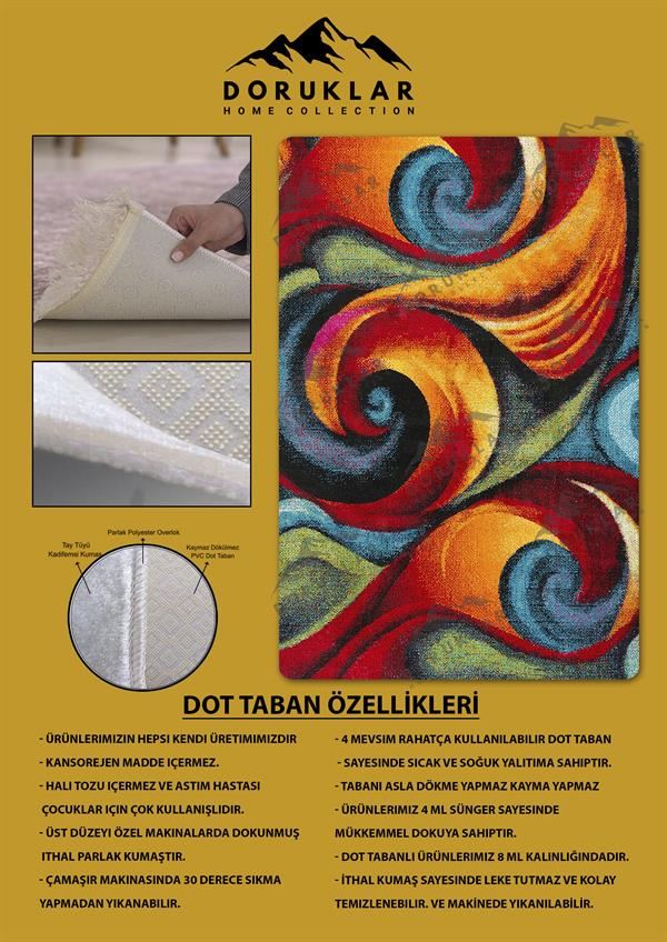 Kaymaz Taban Makinada Yıkanabilir Modern Desenli Çocuk Halısı