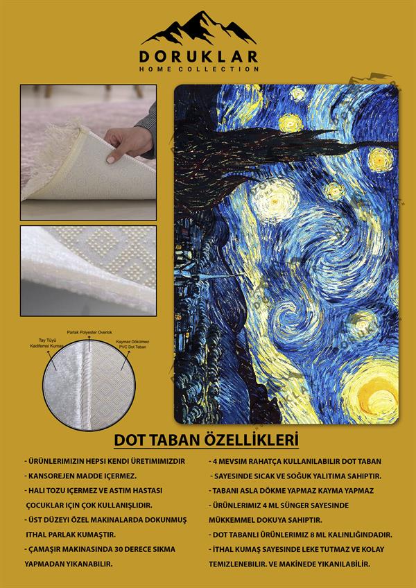 Kaymaz Taban Makinada Yıkanabilir Tablo Desenli Çocuk Halısı