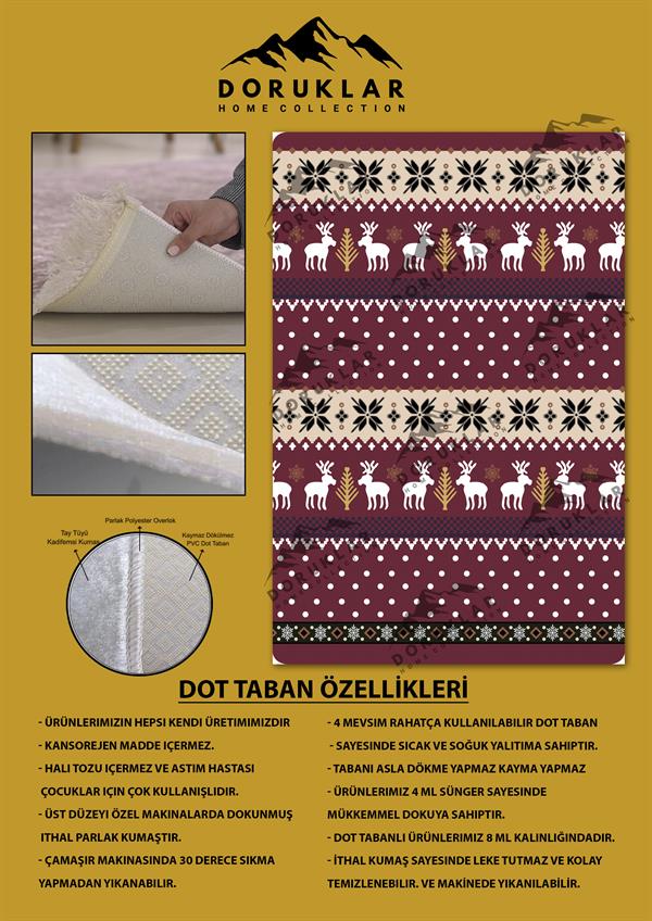 Kaymaz Taban Makinada Yıkanabilir Yılbaşı Temalı Desenli Çocuk Halısı