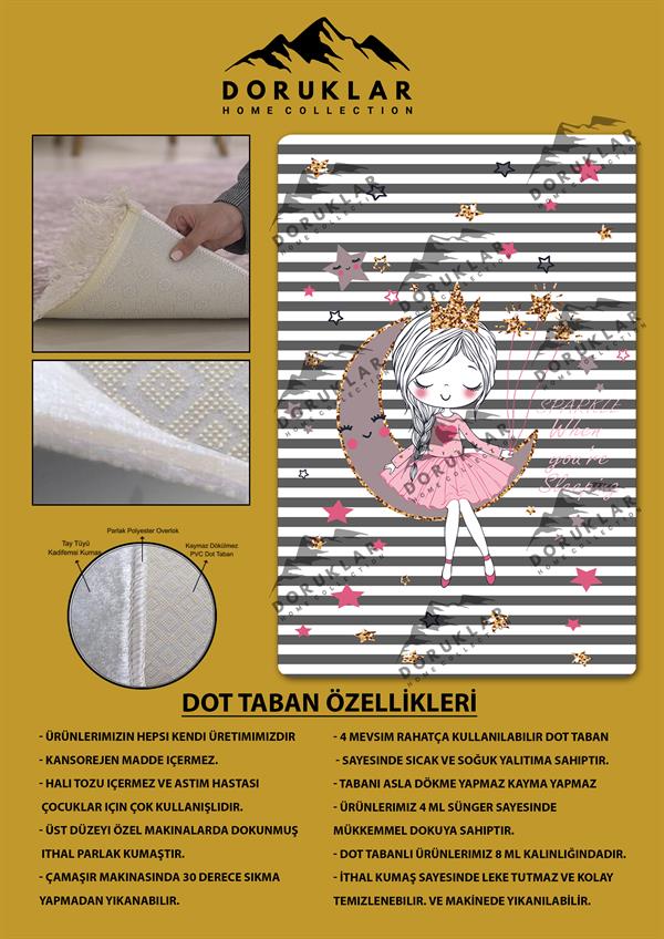 Kaymaz Taban Yıkanabilir AyKız Desenli Çocuk Halısı