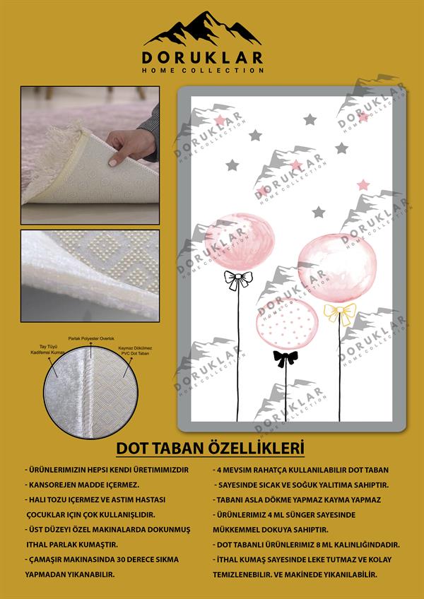 Kaymaz Taban Yıkanabilir Balonlar Desenli Çocuk Halısı