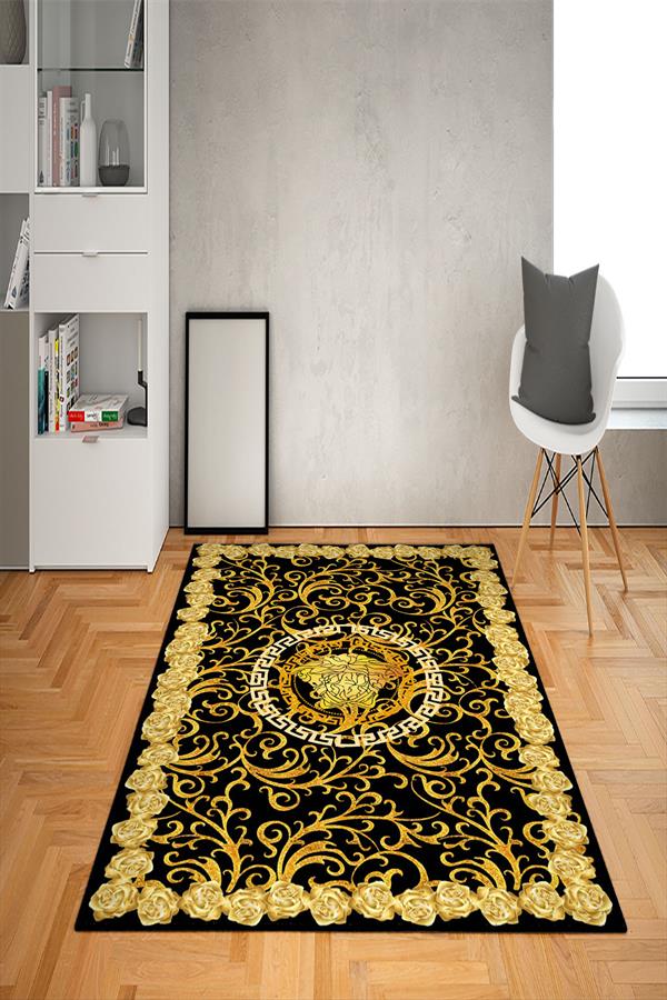 Kaymaz Taban Yıkanabilir Baroque Medusa Desenli Dot Taban Halı