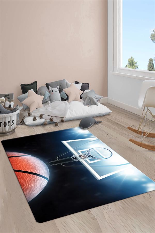 Kaymaz Taban Yıkanabilir Basketbol Desenli Çocuk Halısı