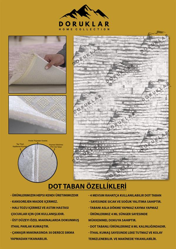 Kaymaz Taban Yıkanabilir Çizgili Gri Eskitme Desen Vintage Halı