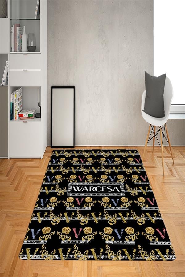 Kaymaz Taban Yıkanabilir Dekoratif Baroque Medusa Desenli Dot Taban Halı