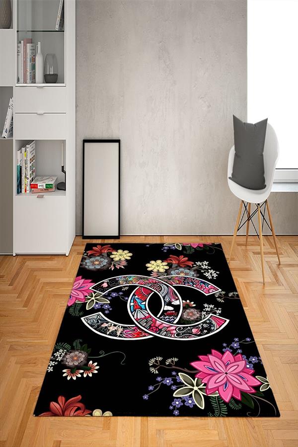 Kaymaz Taban Yıkanabilir Dekoratif Modern Çiçek Desenli Dot Taban Halı