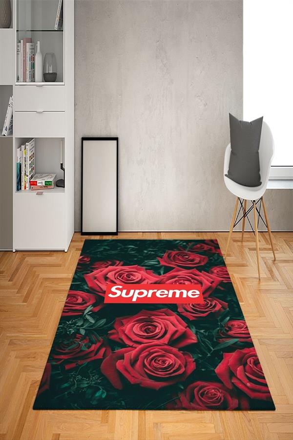 Kaymaz Taban Yıkanabilir Dekoratif Supreme Gül Desenli Dot Taban Halı