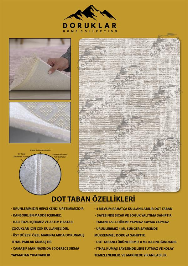 Kaymaz Taban Yıkanabilir Dijital Baskı Eskitme Desenli Salon Halısı