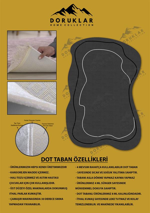 Kaymaz Taban Yıkanabilir Dijital Baskı Soyut Desenli Dot Taban Halı