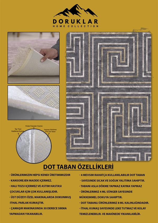 Kaymaz Taban Yıkanabilir Dijital Baskı Dekoratif Modern Desenli NesV2 Serisi Dot Taban Halı N2S05