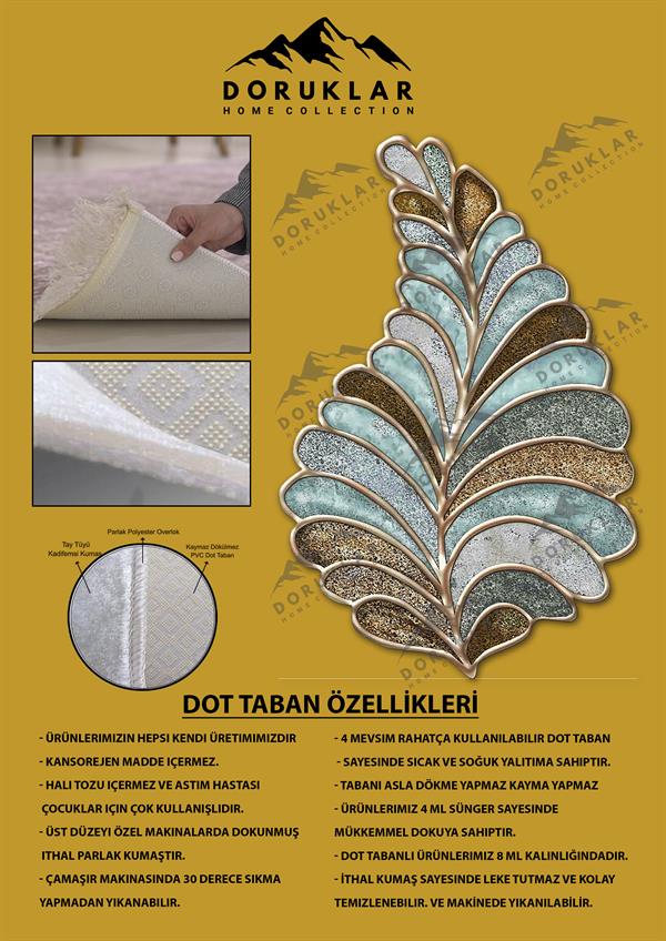 Kaymaz Taban Yıkanabilir Dijital Baskı Dekoratif Modern Desenli Elegance Serisi Lazer Kesim Dot Taban Halı ELG24