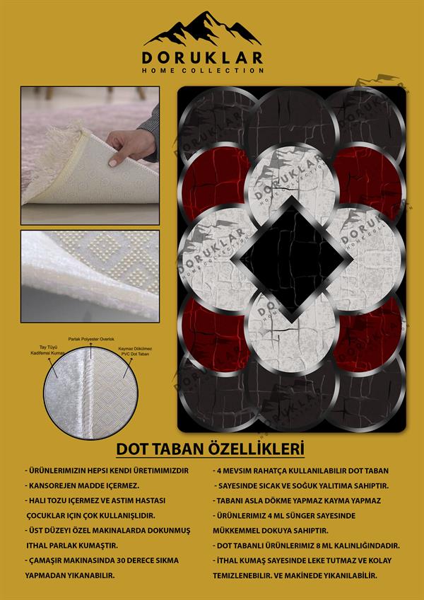 Kaymaz Taban Yıkanabilir Dijital Baskı Geometrik Desenli Halı