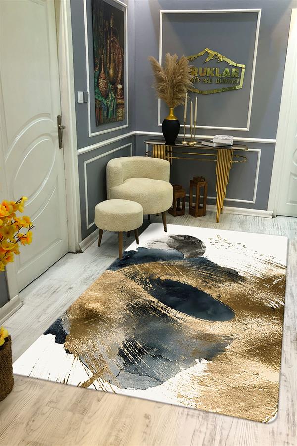Kaymaz Taban Yıkanabilir Dijital Baskı Dekoratif Modern Desenli Dot Taban Halı Soft  Serisi SFT37