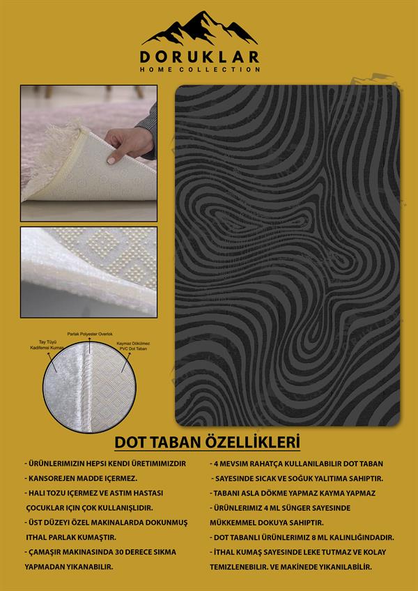 Kaymaz Taban Yıkanabilir Dijital Baskı Dekoratif Modern Desenli Retro Serisi Dot Taban Halı RTR11