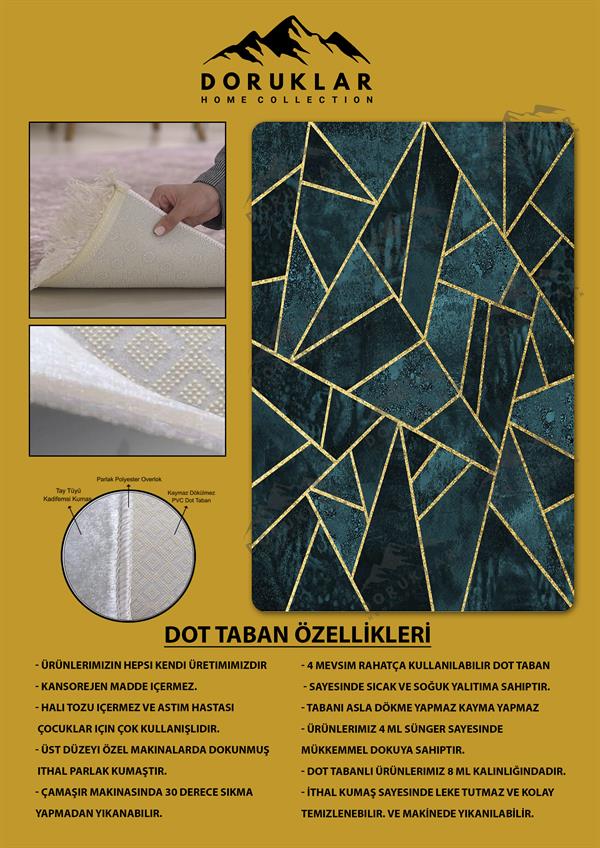 Kaymaz Taban Yıkanabilir Dijital Baskı Dekoratif Modern Desenli Dot Taban Halı Nova Serisi NV45
