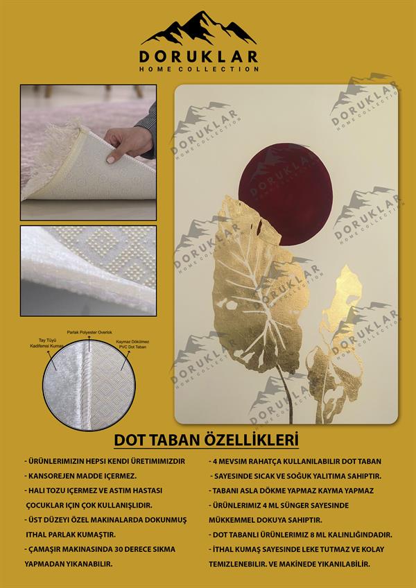Kaymaz Taban Yıkanabilir Dijital Baskı Dekoratif Modern Desenli Dot Taban Halı Soft  Serisi SFT23