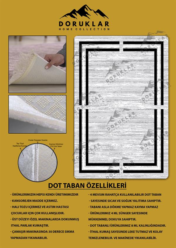 Kaymaz Taban Yıkanabilir Dijital Baskı Dekoratif Modern Desenli Dot Taban Halı Nova Serisi NV67