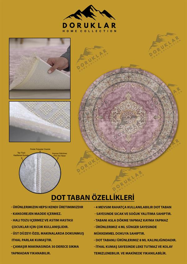Kaymaz Taban Yıkanabilir Dijital Baskı Dekoratif Modern Desenli Yuvarlak Dot Taban Halı