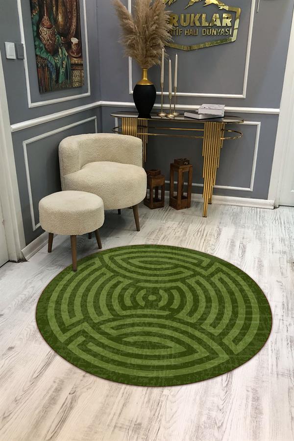 Kaymaz Taban Yıkanabilir Dijital Baskı Dekoratif Modern Desenli Maze Serisi Dot Taban Halı MZ05