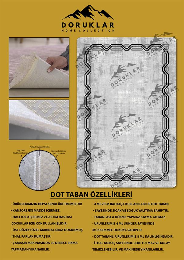 Kaymaz Taban Yıkanabilir Dijital Baskı Çizgili Eskitme Desenli Halı