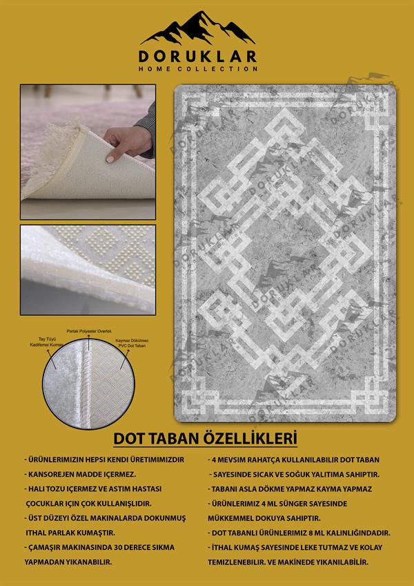 Kaymaz Taban Yıkanabilir Dijital Baskı Dekoratif Modern Desenli Dot Taban Halı Nova Serisi NV88