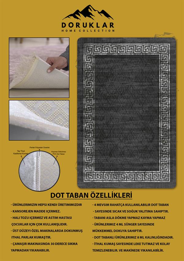Kaymaz Taban Yıkanabilir Dijital Baskı Dekoratif Modern Desenli Dot Taban Halı Nova Serisi NV110