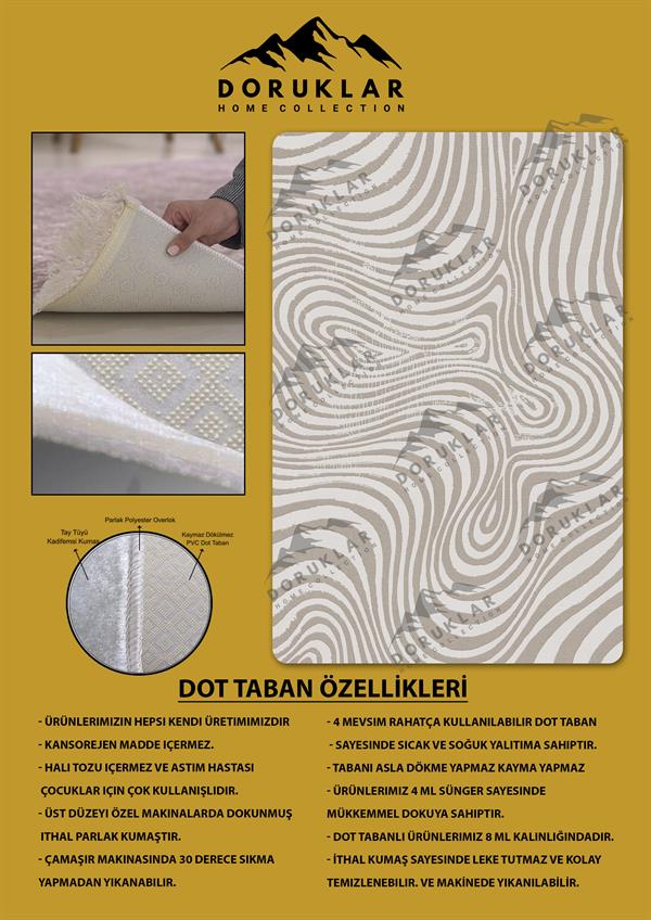 Kaymaz Taban Yıkanabilir Dijital Baskı Dekoratif Modern Desenli Retro Serisi Dot Taban Halı RTR10