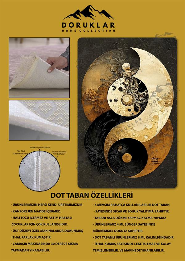 Kaymaz Taban Yıkanabilir Dijital Baskı Dekoratif Modern Desenli Dot Taban Halı Soft  Serisi SFT21