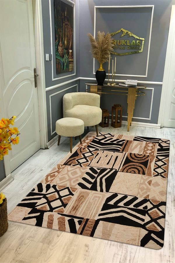 Kaymaz Taban Yıkanabilir Dijital Baskı Dekoratif Modern Desenli Dot Taban Halı