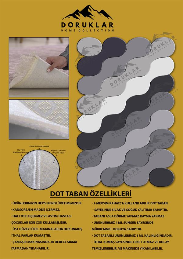 Kaymaz Taban Yıkanabilir Dijital Baskı Dekoratif Modern Desenli Elegance Serisi Lazer Kesim Dot Taban Halı ELG35