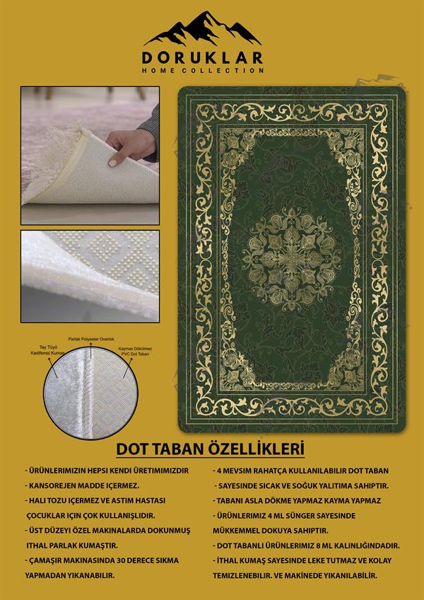 Kaymaz Taban Yıkanabilir Dijital Baskı Dekoratif Modern Desenli Dot Taban Halı Nova Serisi NV09