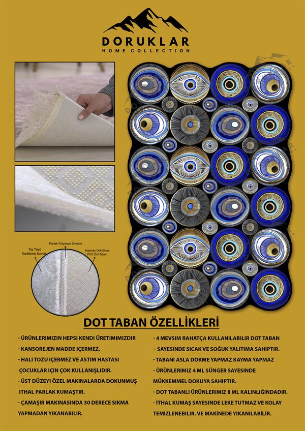 Kaymaz Taban Yıkanabilir Dijital Baskı Dekoratif Modern Desenli Elegance Serisi Lazer Kesim Dot Taban Halı ELG57