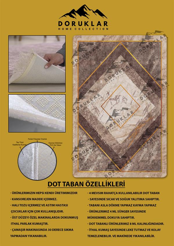 Kaymaz Taban Yıkanabilir Dijital Baskı Mermer Desenli Halı