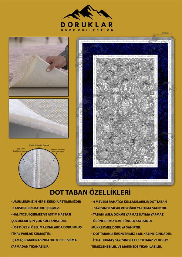 Kaymaz Taban Yıkanabilir Dijital Baskı Dekoratif Modern Desenli Dot Taban Halı Nova Serisi NV70