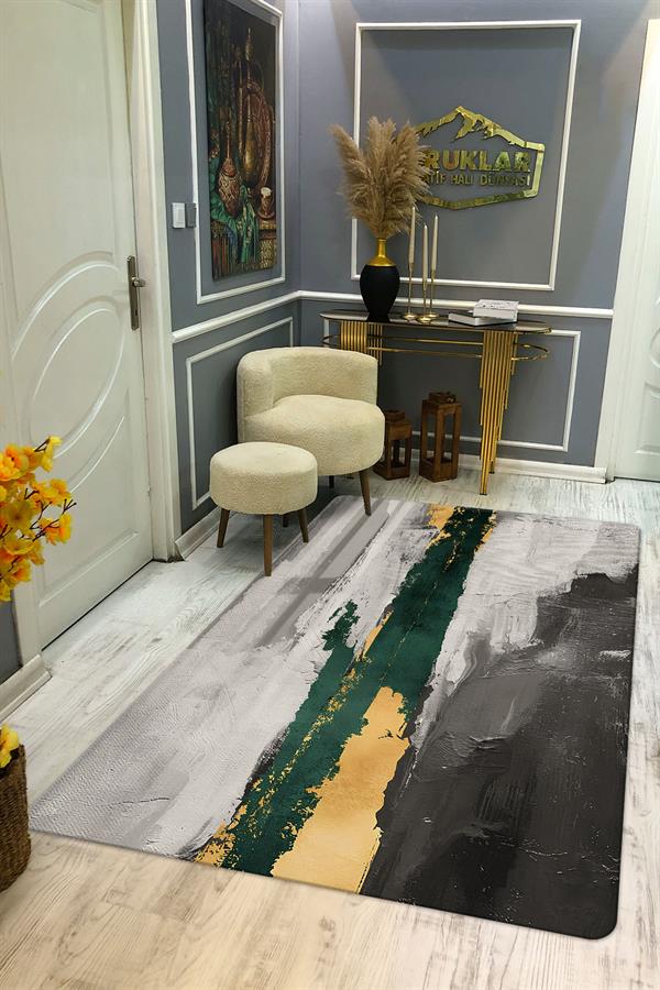 Kaymaz Taban Yıkanabilir Dijital Baskı Dekoratif Modern Desenli Dot Taban Halı Soft  Serisi SFT07