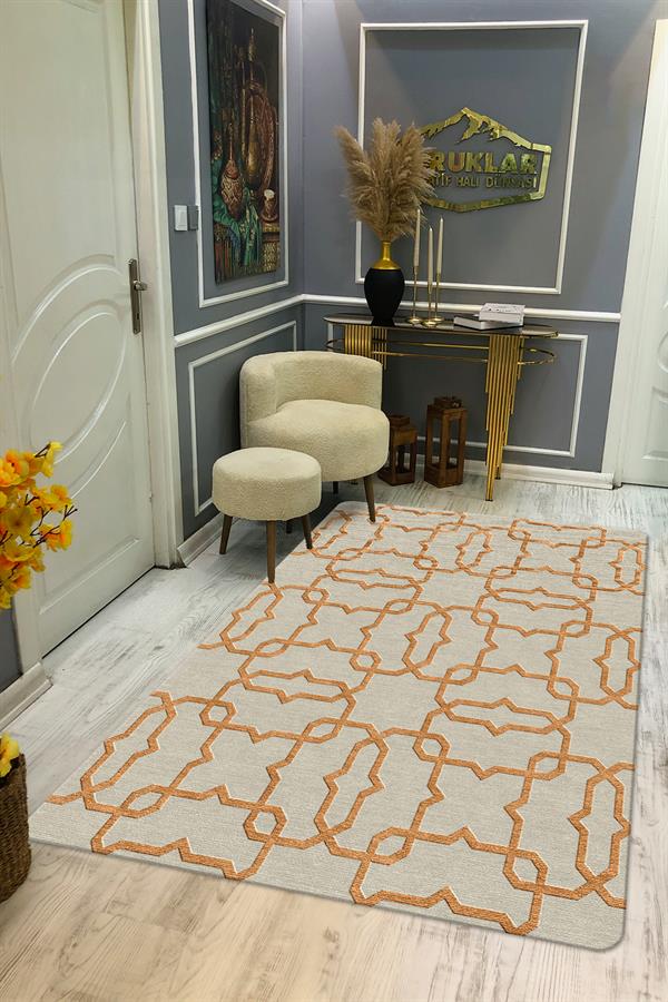 Kaymaz Taban Yıkanabilir Dijital Baskı Dekoratif Modern Desenli NesV2 Serisi Dot Taban Halı N2S16