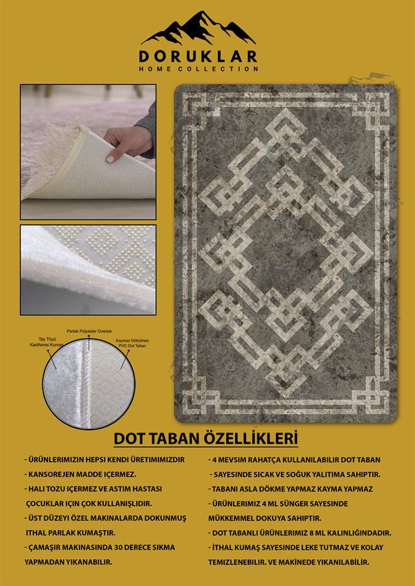 Kaymaz Taban Yıkanabilir Dijital Baskı Dekoratif Modern Desenli Dot Taban Halı Nova Serisi NV89