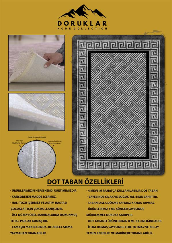 Kaymaz Taban Yıkanabilir Dijital Baskı Dekoratif Modern Desenli Dot Taban Halı Nova Serisi NV97
