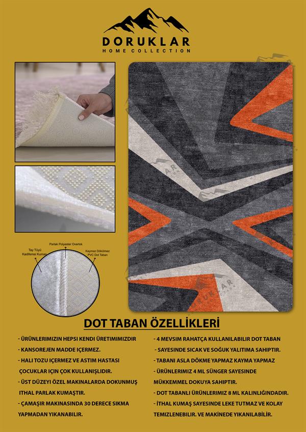 Kaymaz Taban Yıkanabilir Dijital Baskı Dekoratif Modern Desenli NesV2 Serisi Dot Taban Halı N2S14