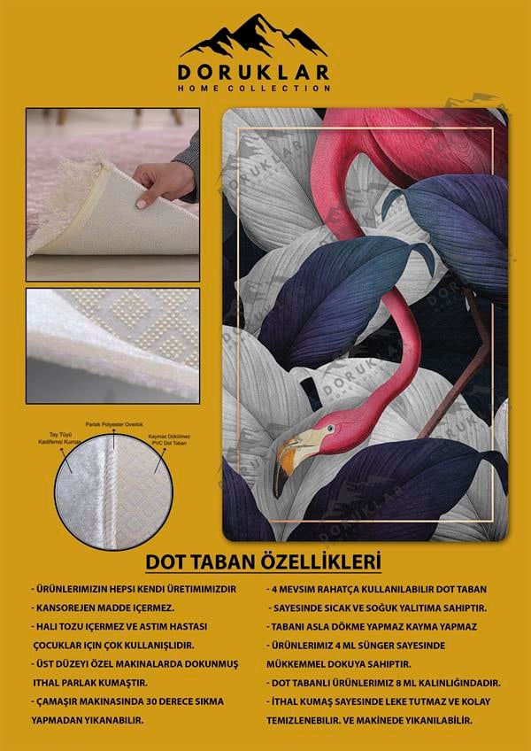 Kaymaz Taban Yıkanabilir Dijital Baskı Dekoratif Modern Desenli Dot Taban Halı